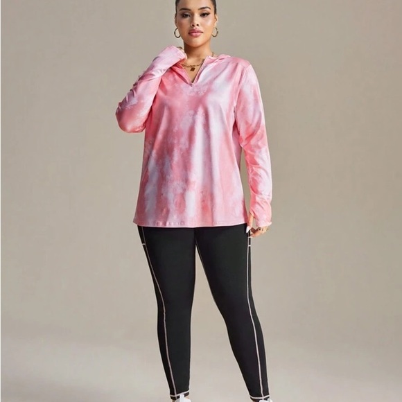 NEW SHEIN Pink Tie-Dye Women's Hoodie & Leggings Workout Set - Picture 5 of 9